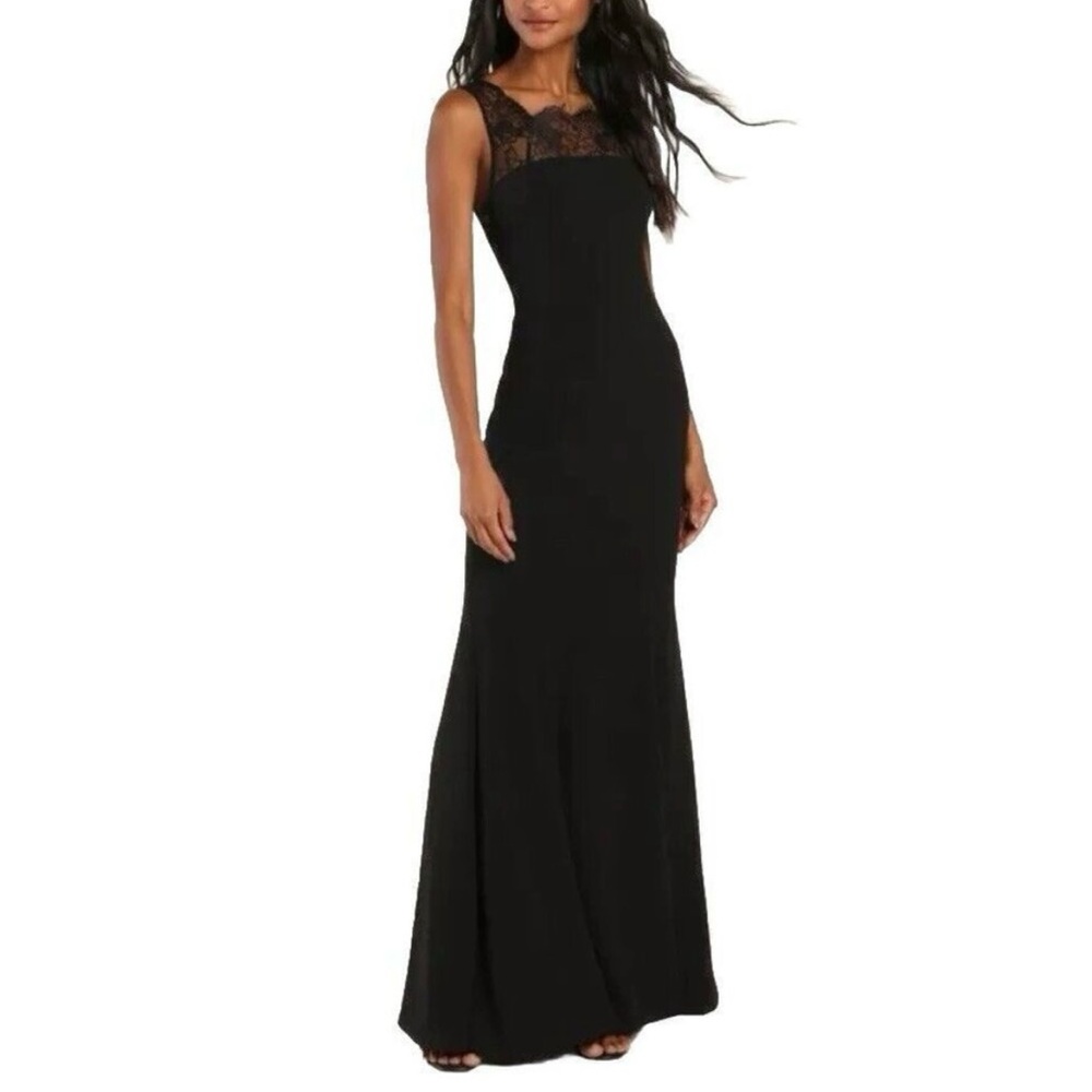 Lulus True Passion Black Lace Formal/Bridesmaid Dress